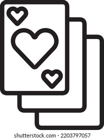 Pair of playing cards icon. Vector minimal poker or blackjack symbol or logo element in thin line style
