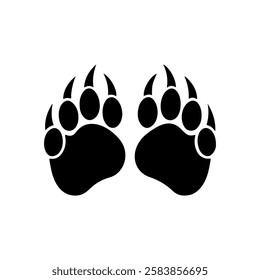 Pair of polar bear foot prints silhouette icon vector illustration design.