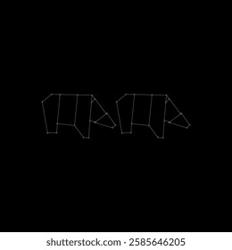 Pair Polar Bear Polygonal Lines, can use for Logo, Pictogram, Endangered Animals Figure, Website, Apps, or Graphic Design Element. Vector Illustration
