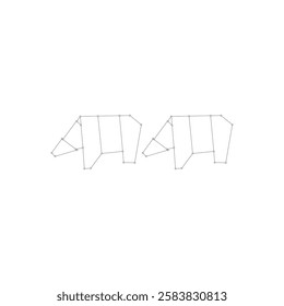 Pair Polygonal Lines, can use for Logo, Pictogram, Endangered Animals Figure, Website, Apps, or Graphic Design Element. Vector Illustration