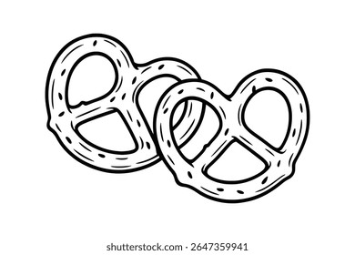 Pair of Pretzels Sprinkled with Salt in a Simple and Clean Illustration