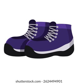 Pair of purple hiking boots with grey laces, ready for outdoor adventures