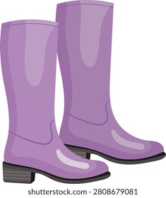 A Pair of Purple Riding Boots Illustration Isolated on White Background