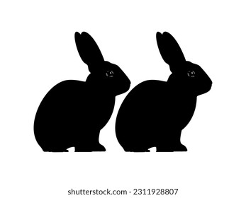 Pair of the Rabbit or Bunny or Hare Silhouette for Art Illustration, Logo Type, Pictogram, Apps, Website or Graphic Design Element. Vector Illustration