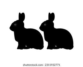 Pareja del Conejo o Conejo o Silhouette de Liebre para Ilustración de Arte, Tipo de Logotipo, Pictograma, Aplicaciones, Sitio Web o Elemento de Diseño Gráfico. Ilustración vectorial