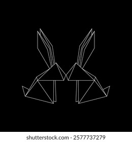 Pair Rabbit or Bunny Polygonal Lines, can use for Logo, Pictogram, Cute Animal Figure, Website, Apps, or Graphic Design Element. Vector Illustration