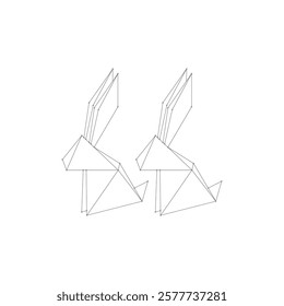 Pair Rabbit or Bunny Polygonal Lines, can use for Logo, Pictogram, Cute Animal Figure, Website, Apps, or Graphic Design Element. Vector Illustration