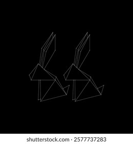 Pair Rabbit or Bunny Polygonal Lines, can use for Logo, Pictogram, Cute Animal Figure, Website, Apps, or Graphic Design Element. Vector Illustration