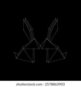 Pair Rabbit or Bunny Polygonal Lines, can use for Logo, Pictogram, Cute Animal Figure, Website, Apps, or Graphic Design Element. Vector Illustration