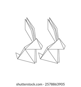 Pair Rabbit or Bunny Polygonal Lines, can use for Logo, Pictogram, Cute Animal Figure, Website, Apps, or Graphic Design Element. Vector Illustration