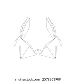 Pair Rabbit or Bunny Polygonal Lines, can use for Logo, Pictogram, Cute Animal Figure, Website, Apps, or Graphic Design Element. Vector Illustration