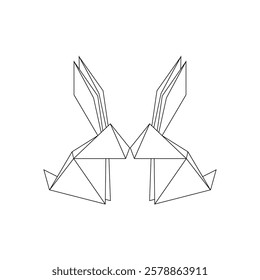 Pair Rabbit or Bunny Polygonal Lines, can use for Logo, Pictogram, Cute Animal Figure, Website, Apps, or Graphic Design Element. Vector Illustration