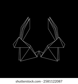 Pair Rabbit or Bunny Polygonal Lines, can use for Logo, Pictogram, Cute Animal Figure, Website, Apps, or Graphic Design Element. Vector Illustration