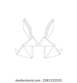 Pair Rabbit or Bunny Polygonal Lines, can use for Logo, Pictogram, Cute Animal Figure, Website, Apps, or Graphic Design Element. Vector Illustration