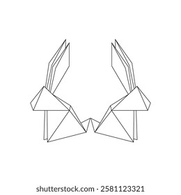Pair Rabbit or Bunny Polygonal Lines, can use for Logo, Pictogram, Cute Animal Figure, Website, Apps, or Graphic Design Element. Vector Illustration