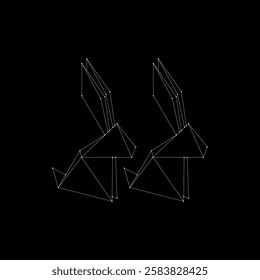 Pair Rabbit or Bunny Polygonal Lines, can use for Logo, Pictogram, Cute Animal Figure, Website, Apps, or Graphic Design Element. Vector Illustration