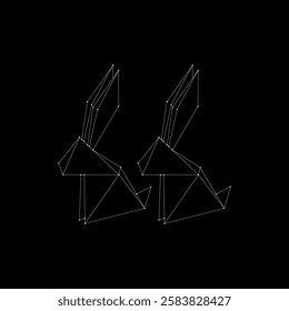 Pair Rabbit or Bunny Polygonal Lines, can use for Logo, Pictogram, Cute Animal Figure, Website, Apps, or Graphic Design Element. Vector Illustration