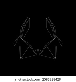 Pair Rabbit or Bunny Polygonal Lines, can use for Logo, Pictogram, Cute Animal Figure, Website, Apps, or Graphic Design Element. Vector Illustration