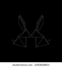 Pair Rabbit or Bunny Polygonal Lines, can use for Logo, Pictogram, Cute Animal Figure, Website, Apps, or Graphic Design Element. Vector Illustration