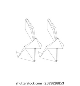 Pair Rabbit or Bunny Polygonal Lines, can use for Logo, Pictogram, Cute Animal Figure, Website, Apps, or Graphic Design Element. Vector Illustration