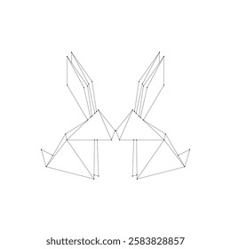 Pair Rabbit or Bunny Polygonal Lines, can use for Logo, Pictogram, Cute Animal Figure, Website, Apps, or Graphic Design Element. Vector Illustration