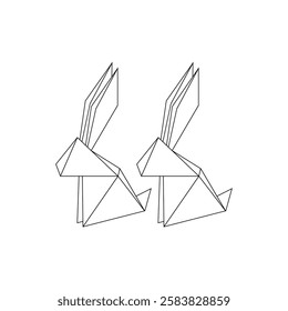 Pair Rabbit or Bunny Polygonal Lines, can use for Logo, Pictogram, Cute Animal Figure, Website, Apps, or Graphic Design Element. Vector Illustration