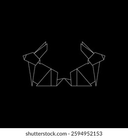 Pair Rabbit or Bunny Polygonal Lines, can use for Logo, Pictogram, Cute Animal Figure, Website, Apps, or Graphic Design Element. Vector Illustration