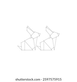 Paar Kaninchen oder Hase Polygonalen Linien, kann für Logo, Piktogramm, niedliche Tierfigur, Website, Apps oder Grafik-Design-Element verwenden. Vektorgrafik