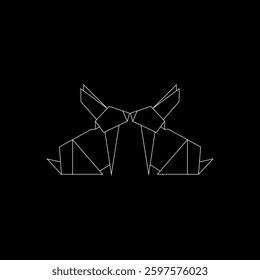 Paar Kaninchen oder Hase Polygonalen Linien, kann für Logo, Piktogramm, niedliche Tierfigur, Website, Apps oder Grafik-Design-Element verwenden. Vektorgrafik