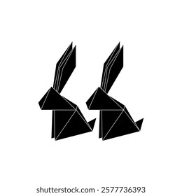 Pair Rabbit or Bunny Shape Inspired by Origami Form, can use for Logo, Pictogram, Cute Animal Figure, Website, Apps, or Graphic Design Element. Vector Illustration