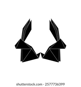 Pair Rabbit or Bunny Shape Inspired by Origami Form, can use for Logo, Pictogram, Cute Animal Figure, Website, Apps, or Graphic Design Element. Vector Illustration