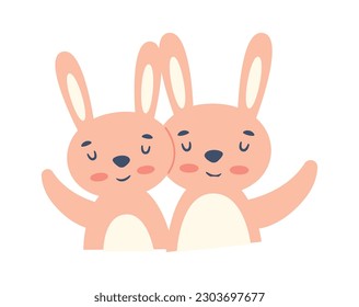 Pair Of Rabbits Vector Illustration