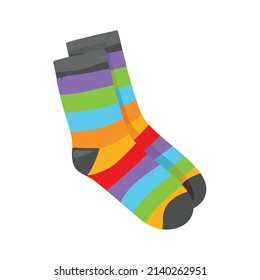 Pair of rainbow socks isolated on white background. Vector illustration