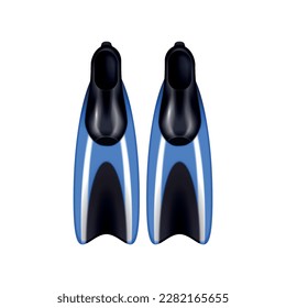 Pair of realistic flippers for underwater sport vector illustration