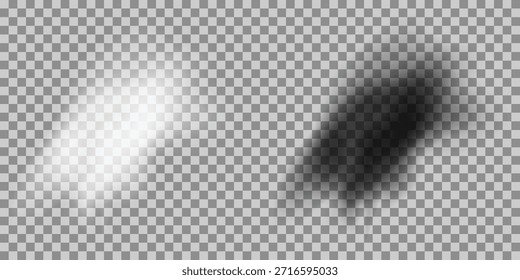 A pair of realistic light glow and dark shadow effects on a transparent background EPS vector
