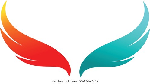 Pair of red and aqua colour wings