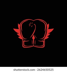 A pair of red boxing gloves are centered on a black background, representing the sport of boxing or fighting. Use this image for athletic themed content.