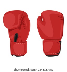 a pair of red boxing gloves fist for fight and battle in ring. sport games and training games.