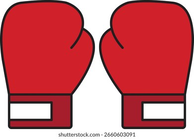 Um par de luvas de boxe vermelho ícone com estilo plano para esporte