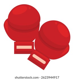 Pair of red boxing gloves is lying on the floor, waiting for the training to begin