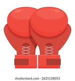 Pair of red boxing gloves is shown, laced up and ready for a boxing match