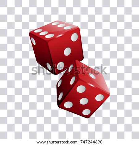 Pair of red casino dice transparent background vector illustration