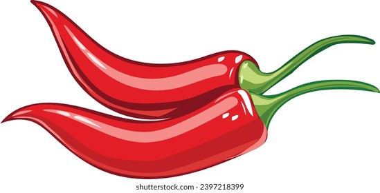 pair red chili pepper illustration