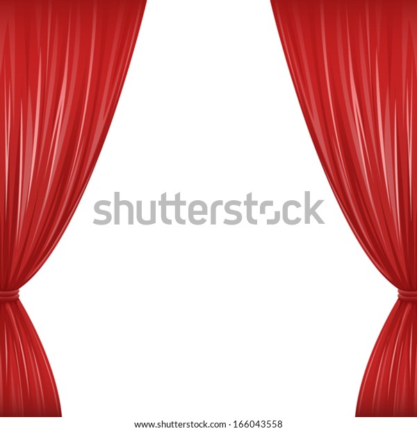 Pair Red Drapes On White Copy Stock Vector Royalty Free 166043558