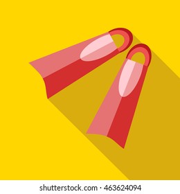 Pair of red flippers icon in flat style on a yellow background
