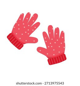 Un par de guantes rojos para el invierno sobre fondo blanco ilustración. Guantes cálidos y acogedores. 