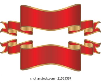Pair of red and gold banners.