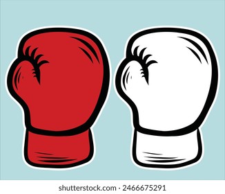 Pair of red hand drawn boxers glovers on a string. Boxers glovers symbol of martial art. Boxing competitions concept. Vector illustration isolated on white background