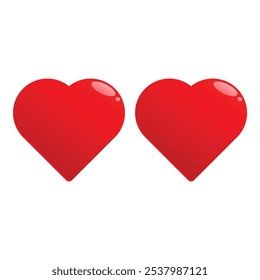 Pair of red hearts are symbolizing love, romance and passion on valentine's day