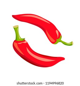 pair of red peppers isolated. vector illustration